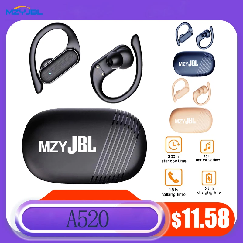 

mzyJBL A520 Wireless Bluetooth Headset Touch Light High Quality Earplugs Anti-Sweat HD Sound Quality Stereo Earphone