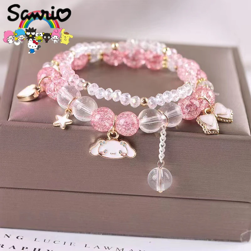 

Милый браслет с кристаллами, блестящее украшение, Kuromi Mymelody Cinnamoroll, помпон, пурин, аниме, мультяшное украшение, подарок девушке и девушке