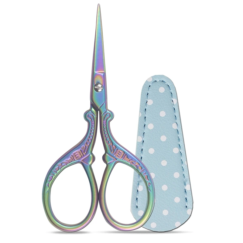 

3.6Inch Embroidery Scissors Crafting Sewing Threading Needlework Scissors With Leather Scissors Cover For Sewing Tool