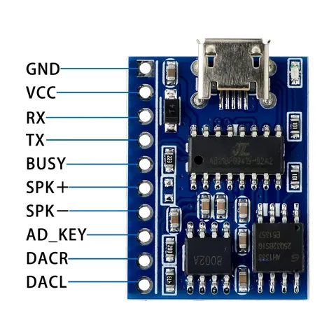 Mp3-плеер DFPlayer, миниатюрный последовательный USB-модуль для записи и распознавания голоса, программируемый звукозаписывающий модуль для игрушек