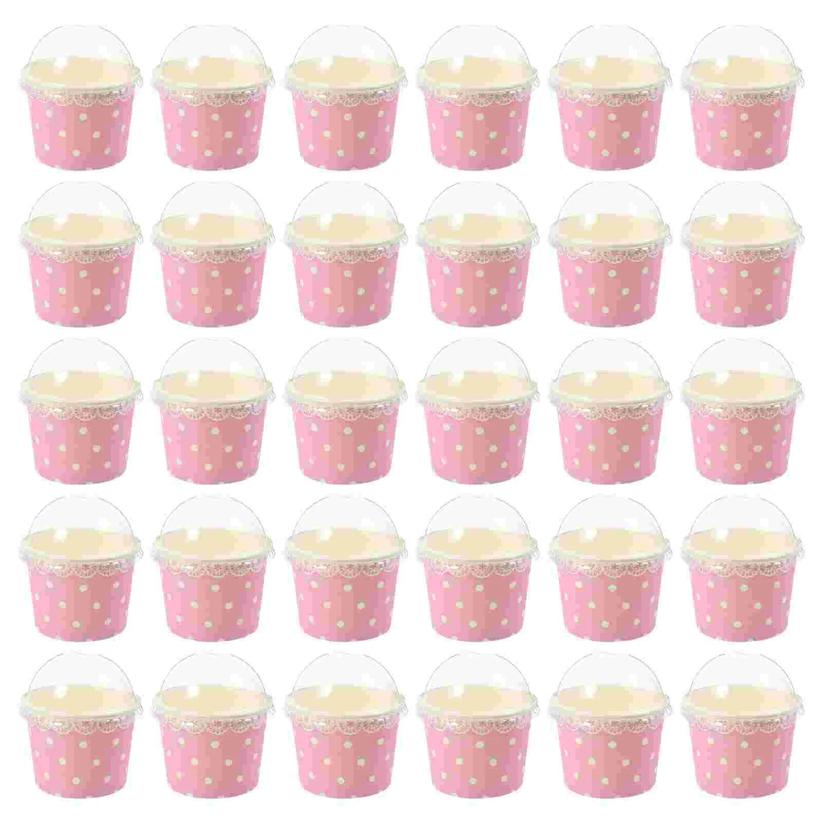 

50 Pcs Disposable Paper Dessert Cup Paper Dessert Bowls Cake Container Ice Cream Tub Ice Cream Cup Jelly Cups Containers Lids