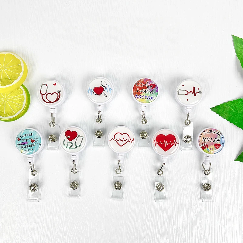 Kawaii Cartoon Pattern Uniform Pocket Clips Work Card Holder Hospital Supplies