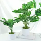 Искусственные зеленые растения, искусственные листья монстеры, имитация черепахи, листьев, цветов, пластиковое дерево в горшке, фотообои для дома