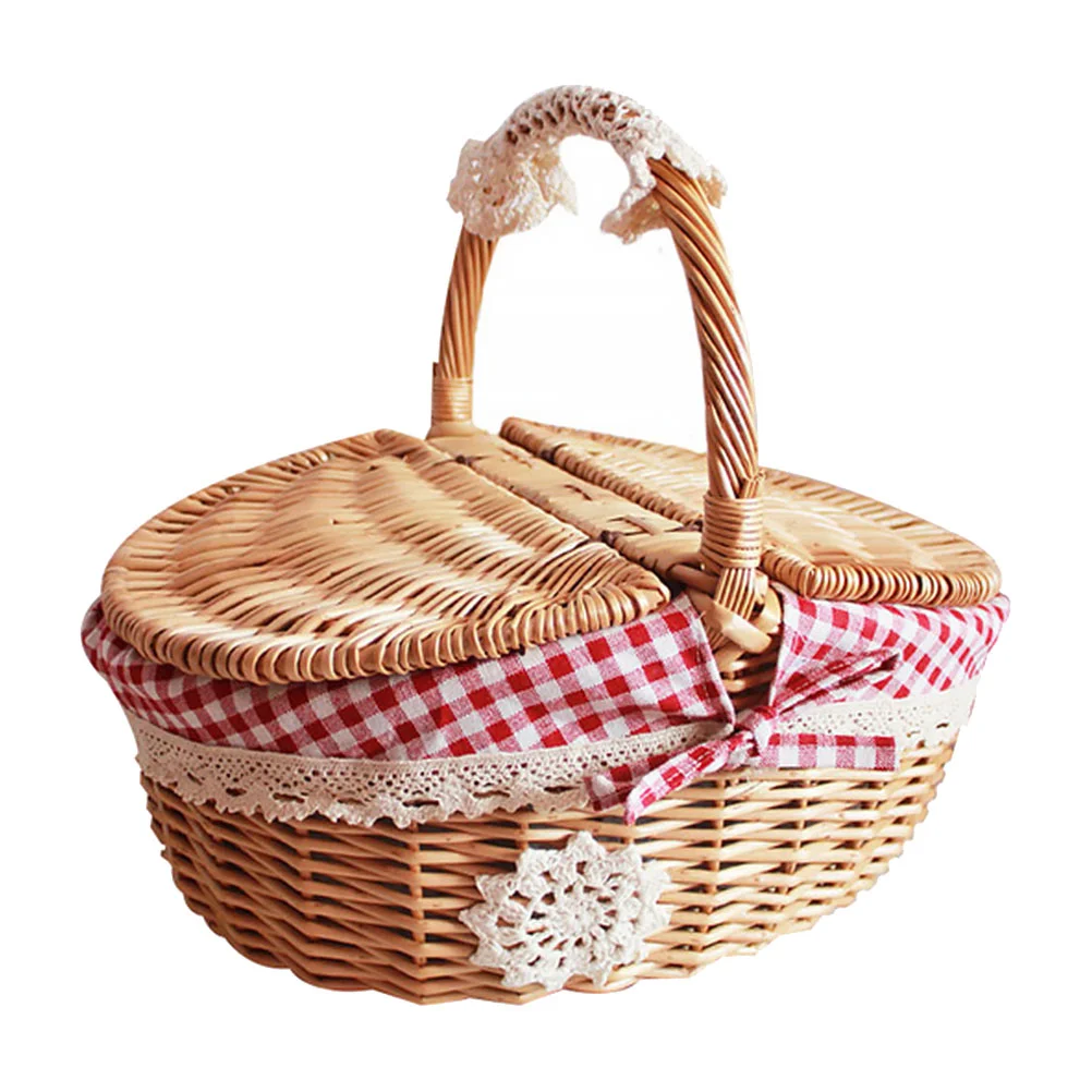 

1pc Wicker Weaving Basket Fruit Bread Vegetable Basket Picnic Home Basket