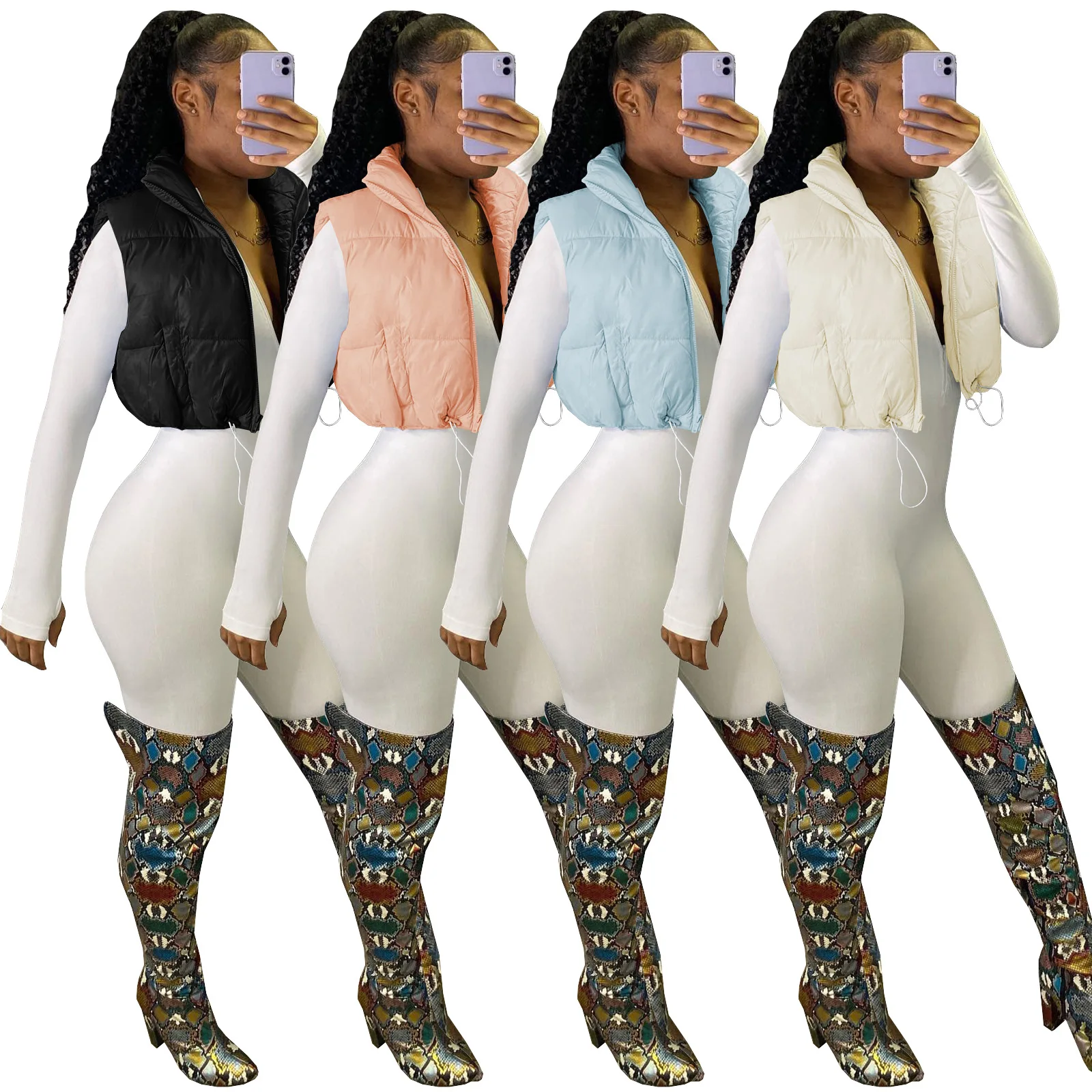 Autumn Casual Women Vest ParkasZipper Solid Color Streetwear Short Jacket Coat Sleeveless Clothes For Women Outfit