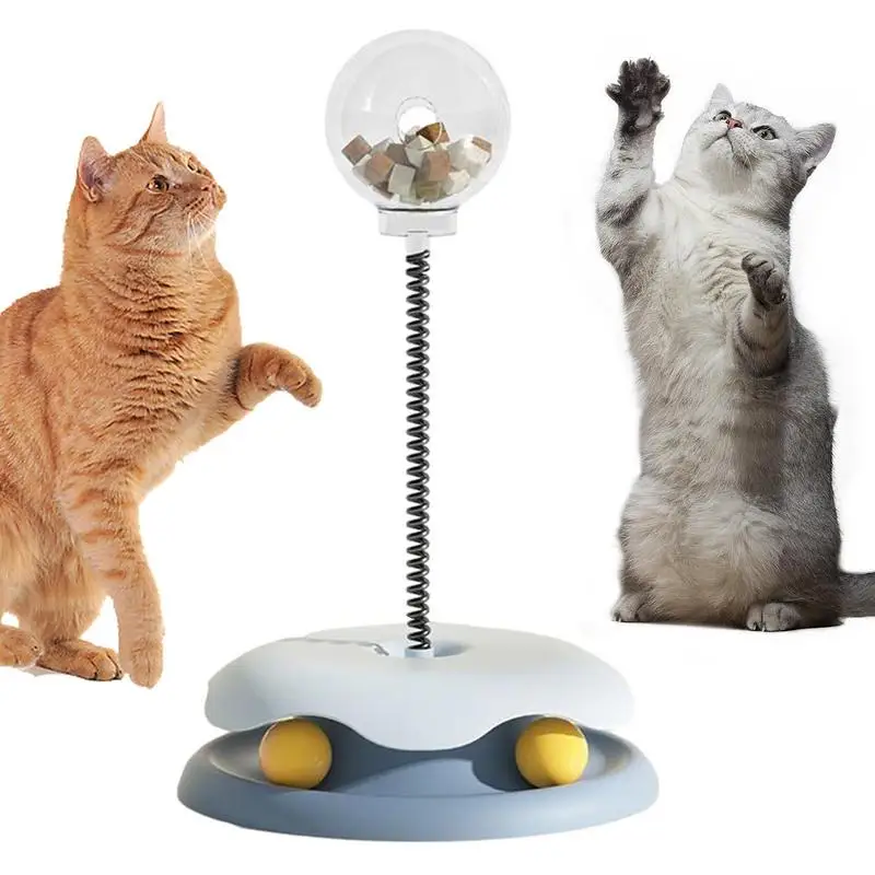 Cat Slow Feeder Toy Wobble Cat Toy Stable Cat Feeder Toy Detachable 360 Degrees Shaking Leakage Food Ball With Non-Slip Pad