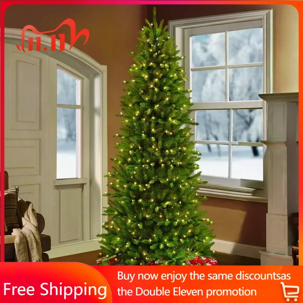 

10 Foot Pre-Lit Slim Fraser Fir Artificial Christmas Tree With 900 LV Warm White LED Lights Green Free Shipping Decoration Party