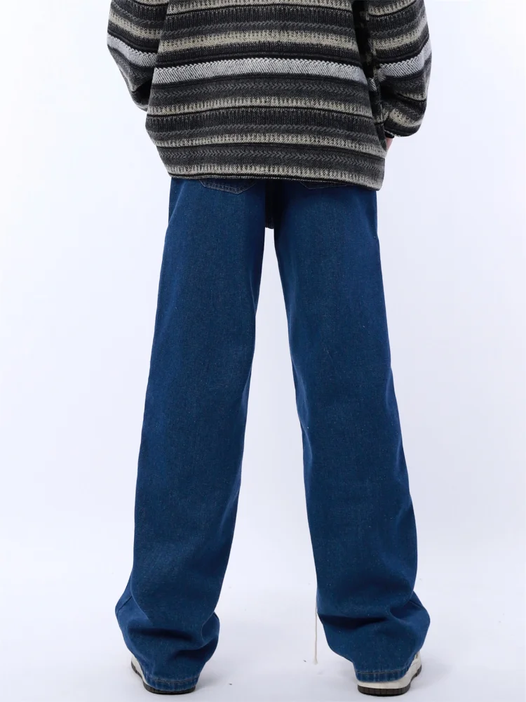 DEEPTOWN Y2K Loose Ripped Jeans Men Designer Straight Denim Pants Male Blue Washed Hole Trousers Streetwear Hip Hop Fashion