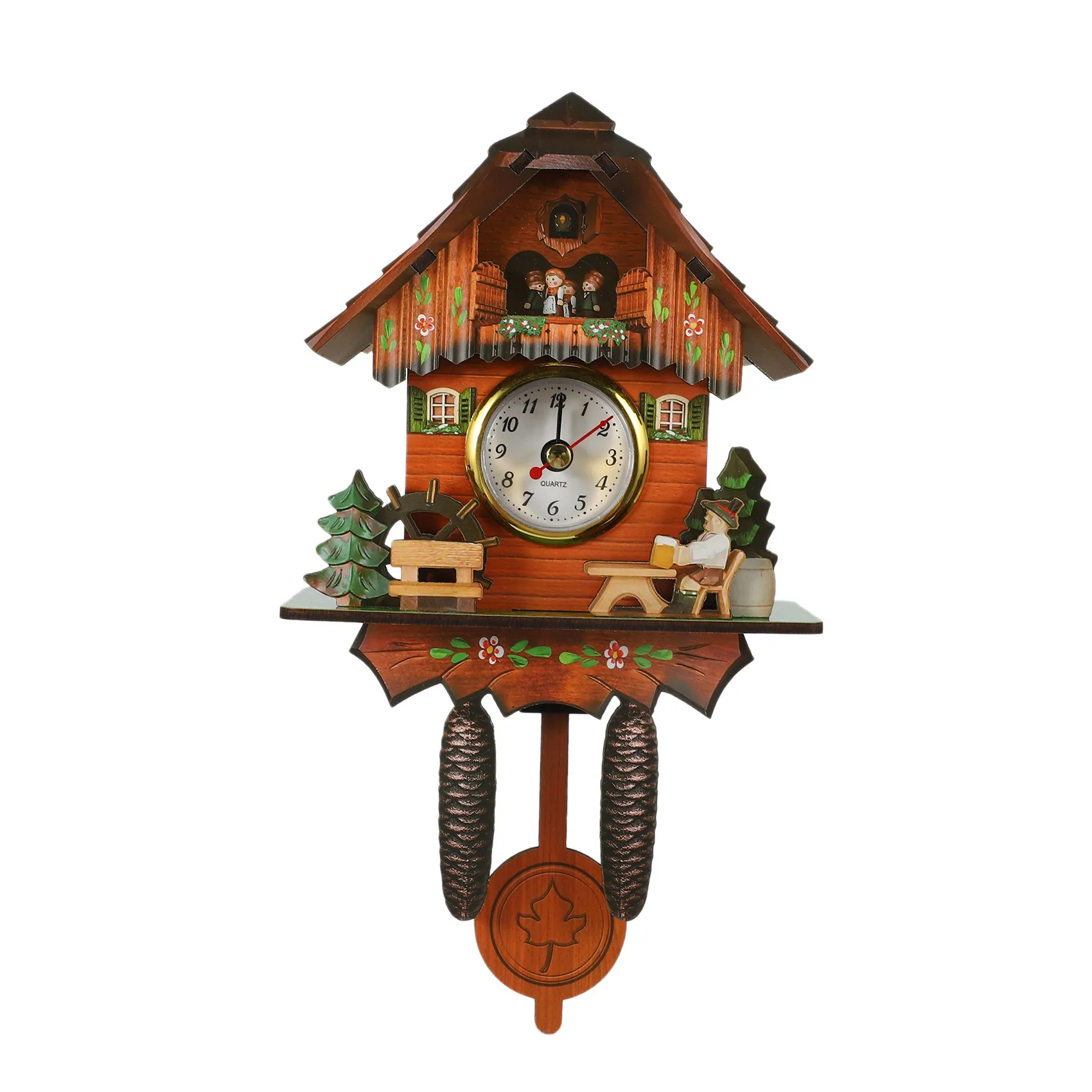 

Antique Wooden Wall Clock Bird Time Bell Swing Alarm Watch Home Art Decor 006