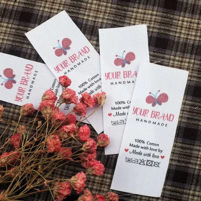 

25x70mm custom clothing label，personalized brand organic cotton webbing label logo or text handmade,sewing label ,brand logo