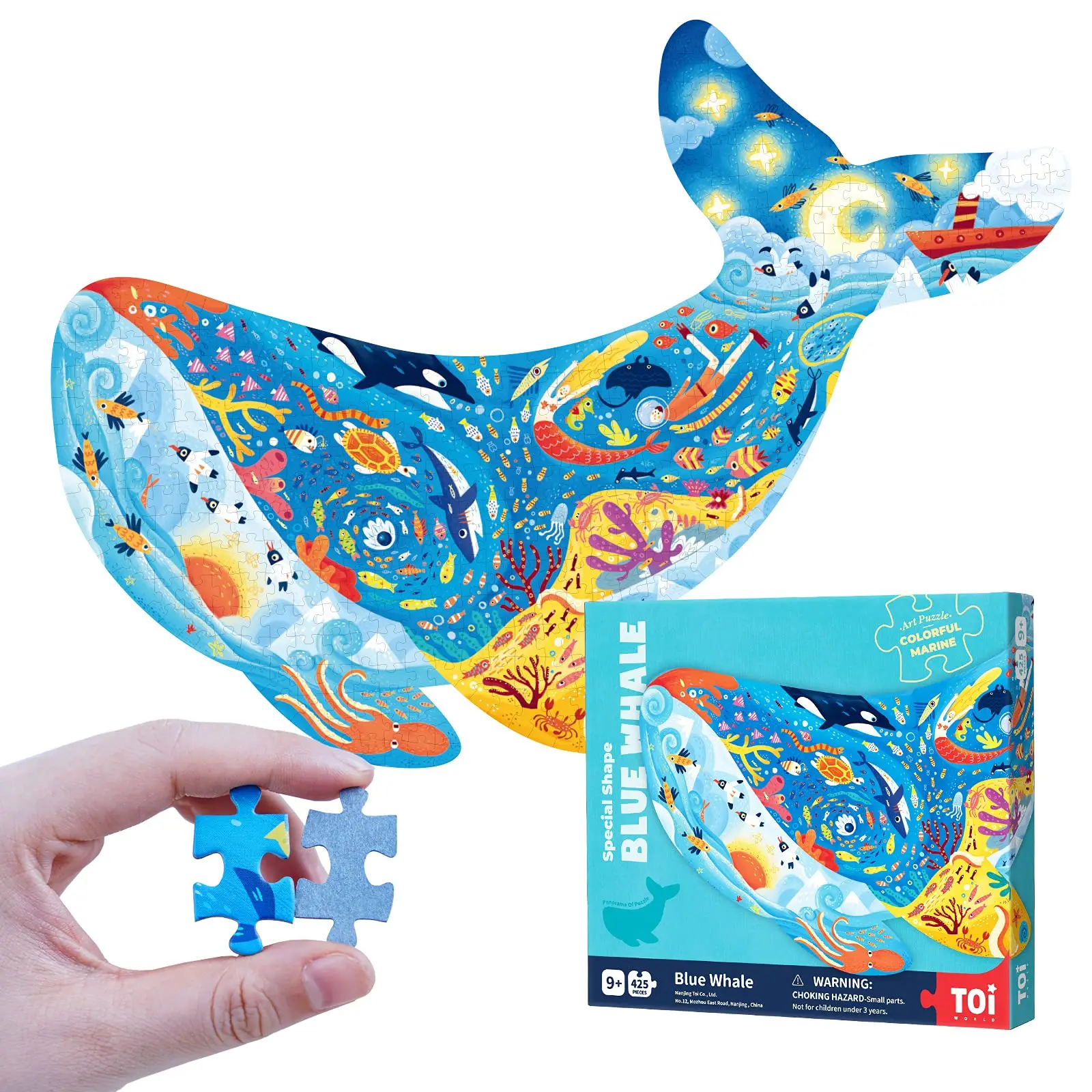 

TOI Kids Whale Floor Puzzles Large Animal Puzzles for 8-10 Years Old Art Puzzles Educational Toys Gifts for Children