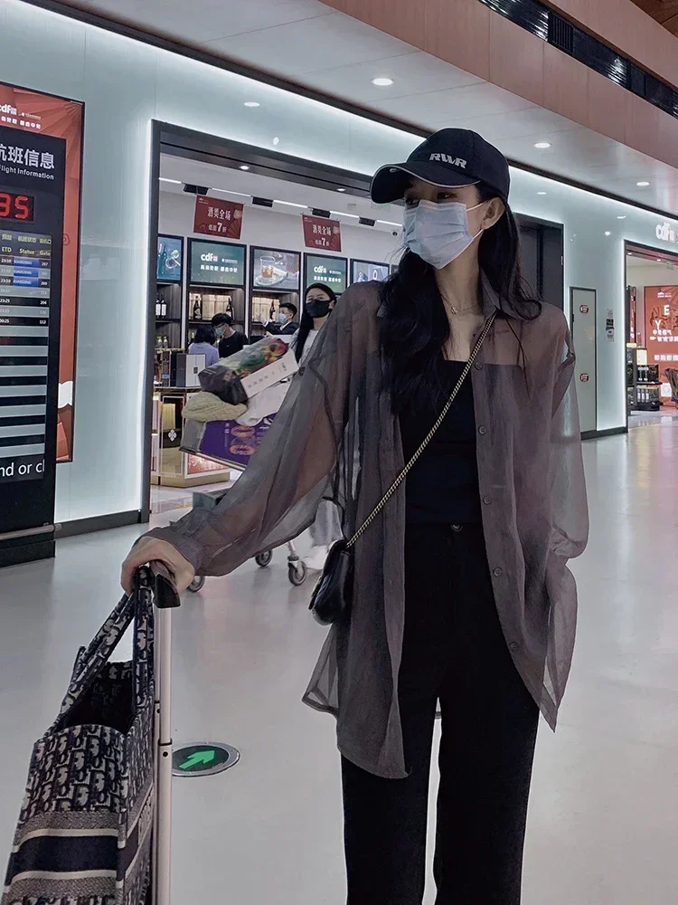 Модная женская блузка летняя шифоновая Солнцезащитная одежда рубашка и кардиган