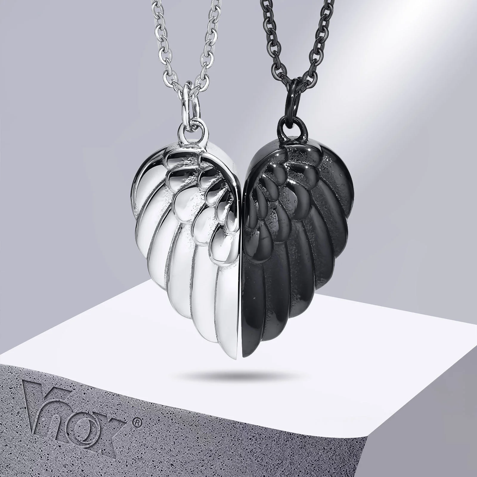 

Vnox Wing Couple Necklaces Set for Men Women, Stainless Steel Angel Devil Wing Pendant, Love Promise Jewelry Set Gift