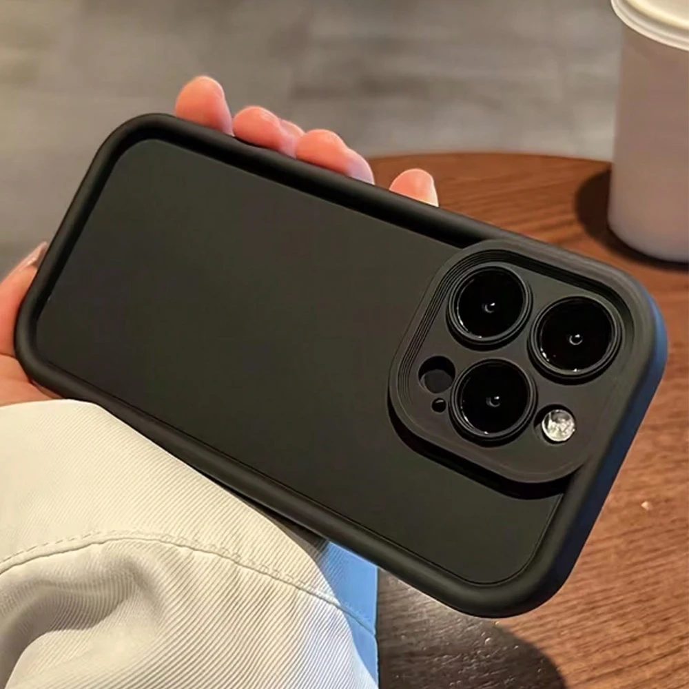 Фото Минималистичный утолщенный противоударный черный чехол для iPhone 17 16 15 14 13 12 11 Pro Max Plus Air XS X XR 16E 17E 7 8 SE2 №3
