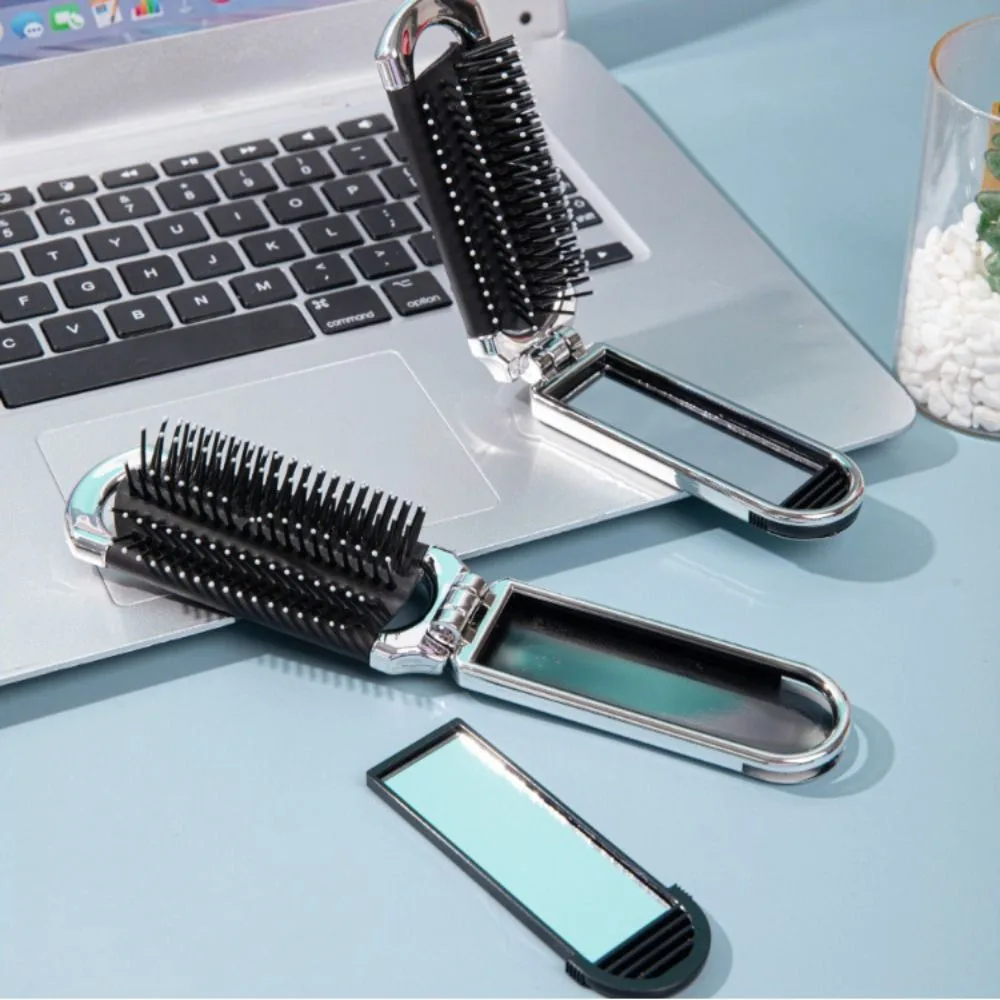 2 в 1 Складная Щетка для волос Массажная головка с зеркалом мини воздушная Подушка