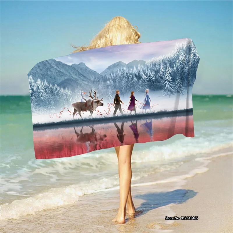 Полотенце для ванны с изображением персонажа Эшаана из фильма «Холодное сердце» Диснея, печатное цифровым методом 3D, из микрофибры, квадратное, подходит для использования в ванной и на пляже.