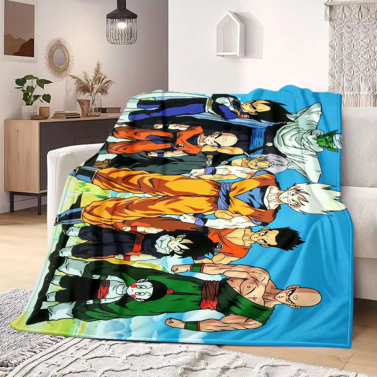 Фото Одеяло с принтом Dragon Ball Z, теплое, удобное фланелевое одеяло, подходит для спален, диванов, кроватей, стульев, путешествий -QIAO16 №5