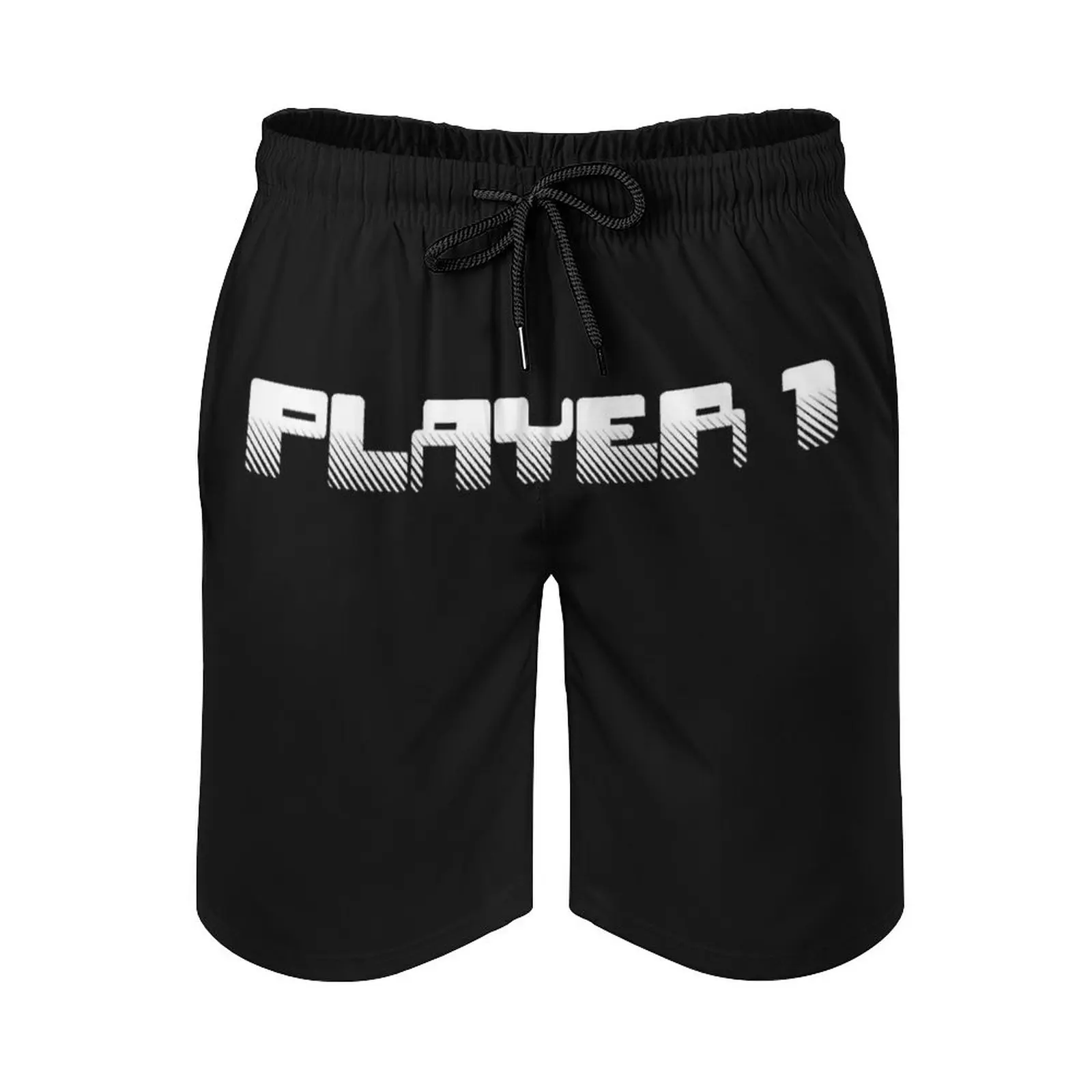 

Player 1 Print Swim Beach Board Shorts Swimsuit Loose Men's Trunks Breathable Classic Game Game Console Console Geek Nerd Fun
