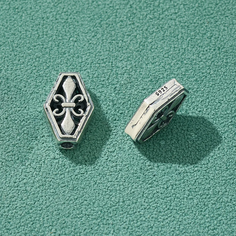 100% настоящее серебро 925 пробы с прозрачным отверстием отдельный крест щит бусина