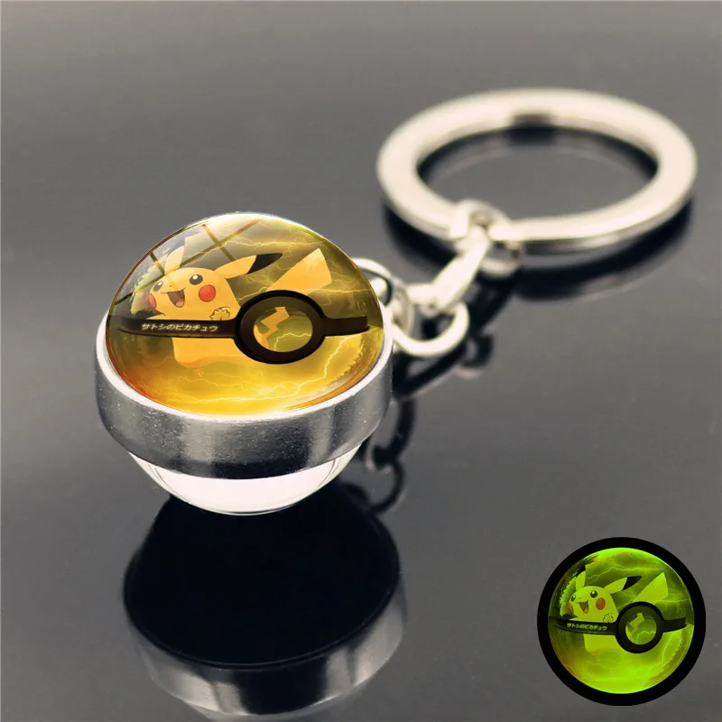 Купи Pokemon Anime Figure Keychain Eevee Pikachu Mewtwo Pendant with Crystal Ball Glow In The Dark Key Chains Birthday Gift за 68 рублей в магазине AliExpress