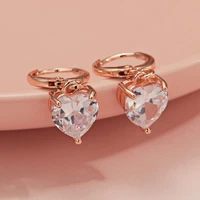 elegant shiny crystal heart drop earrings for women luxury rhinestone gold color pendant ear earrings fashion wedding jewelry