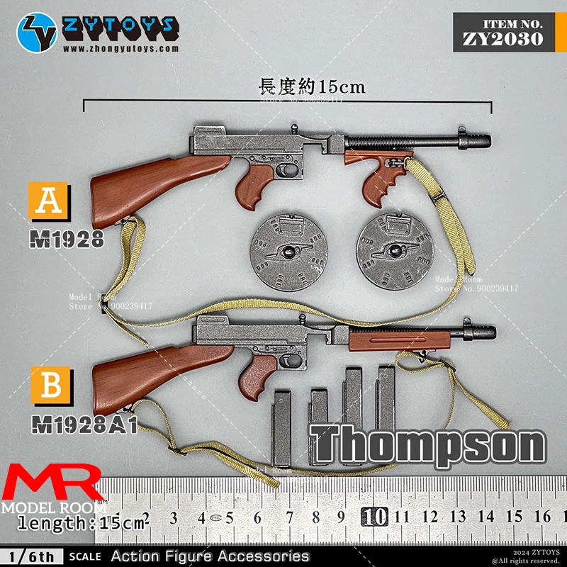 Фото ZYTOYS ZY2030 масштаб 1/6, mклеточный пистолет Томпсон, модель оружия, аксессуары для сцены, подходит для 12 дюймовых солдат, экшн-фигурки, куклы №1