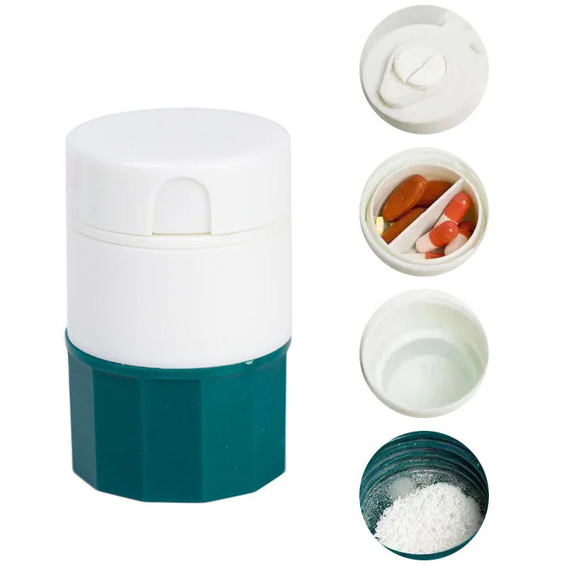 

4 in 1 Portable 4 Layer Tablet Grinder Powder Pill Cutter Medicine Splitter Box