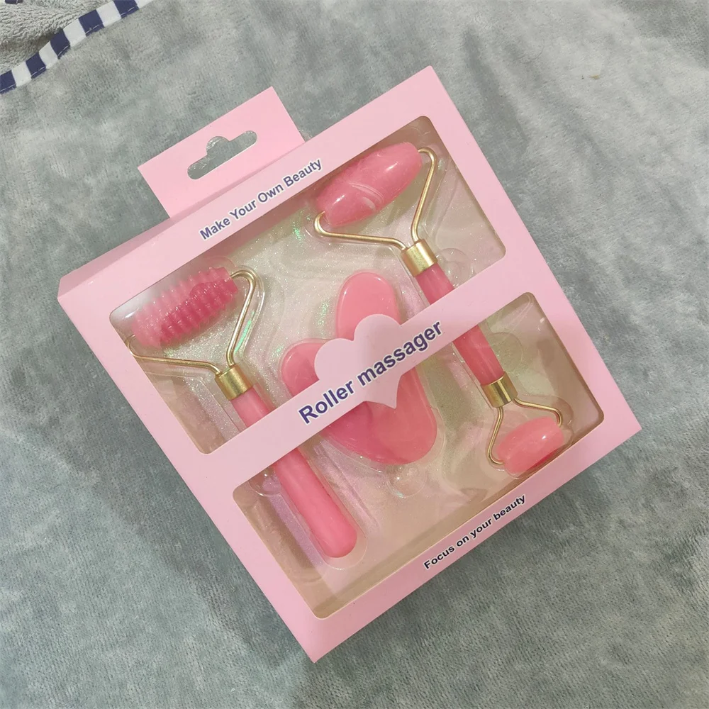 

3PCS/Set Resin Roller Facial Massager Thin Face Slimming Non-Jade Facial Detumescence Lifting Beauty Healthy Skin Care Tools Set