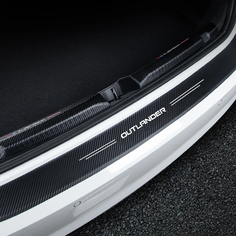 

For Mitsubishi Outlander 1 2 3 CUOW CWOW CWO 2003-2021 2012 2013 2014 2015 2016 Car Trunk Boot Rear Bumper Carbon Fiber Sticker
