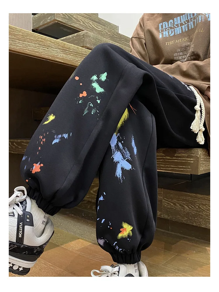 Брюки-карго Y2K мужские с граффити уличная одежда в американском стиле мешковатые