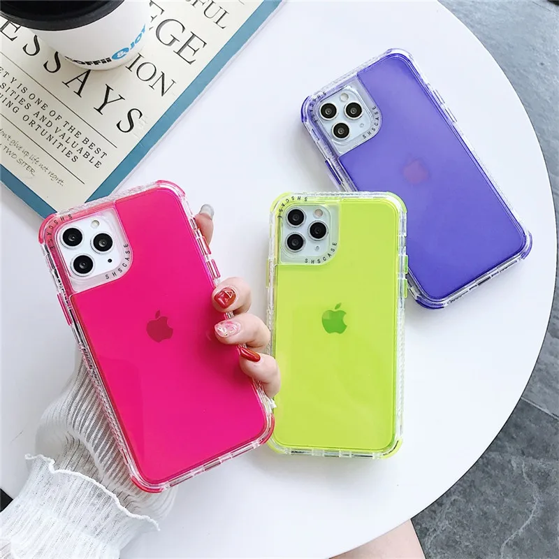 

Противоударный флуоресцентный прозрачный мягкий чехол для iphone 12 Mini 11 pro max XR XS MAX 7 8 6S PLUS
