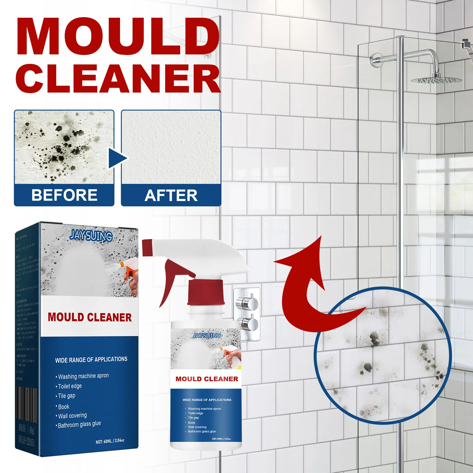 

60ml Mould Cleaning Spray Wall Mold Remover Mold Cleaning Spray Bathroom Kitchen Cleaning Effective Mildew Removal Spray Cleaner