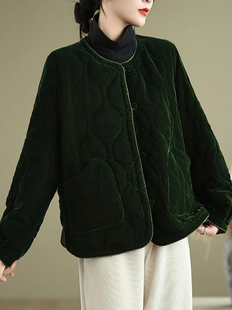 Сплошной цвет осень-зима новая повседневная хлопковая куртка в стиле ретро