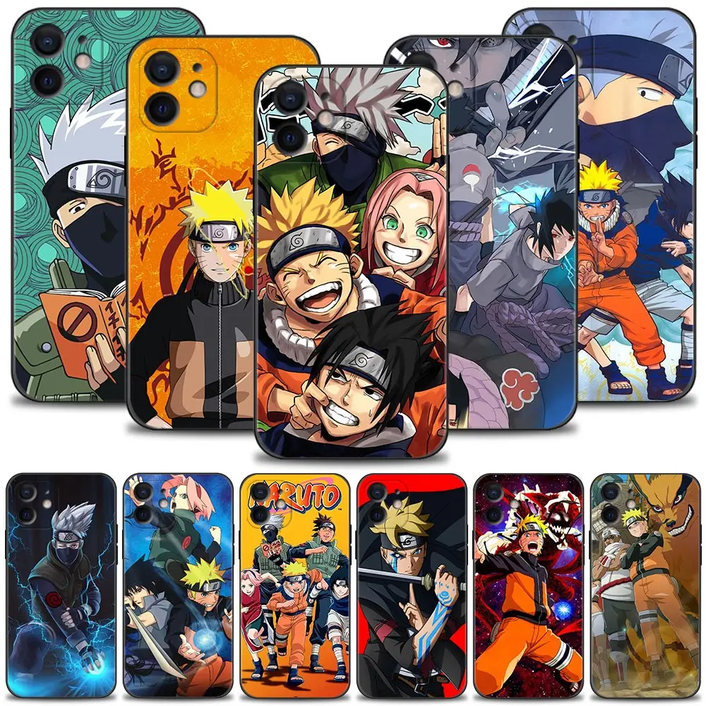 

Phone Case for iPhone 13 11 12 Pro XS Max X XR 13mini 8 7 Plus 12mini SE 6 6S Cover Silicone Bumper Naruto Itachi and Sasuke