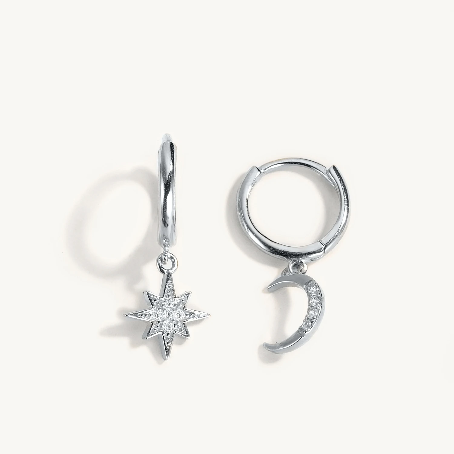 925 пробы серебряная Луна Звезда Полумесяц Серьги хугис минималистичные женские