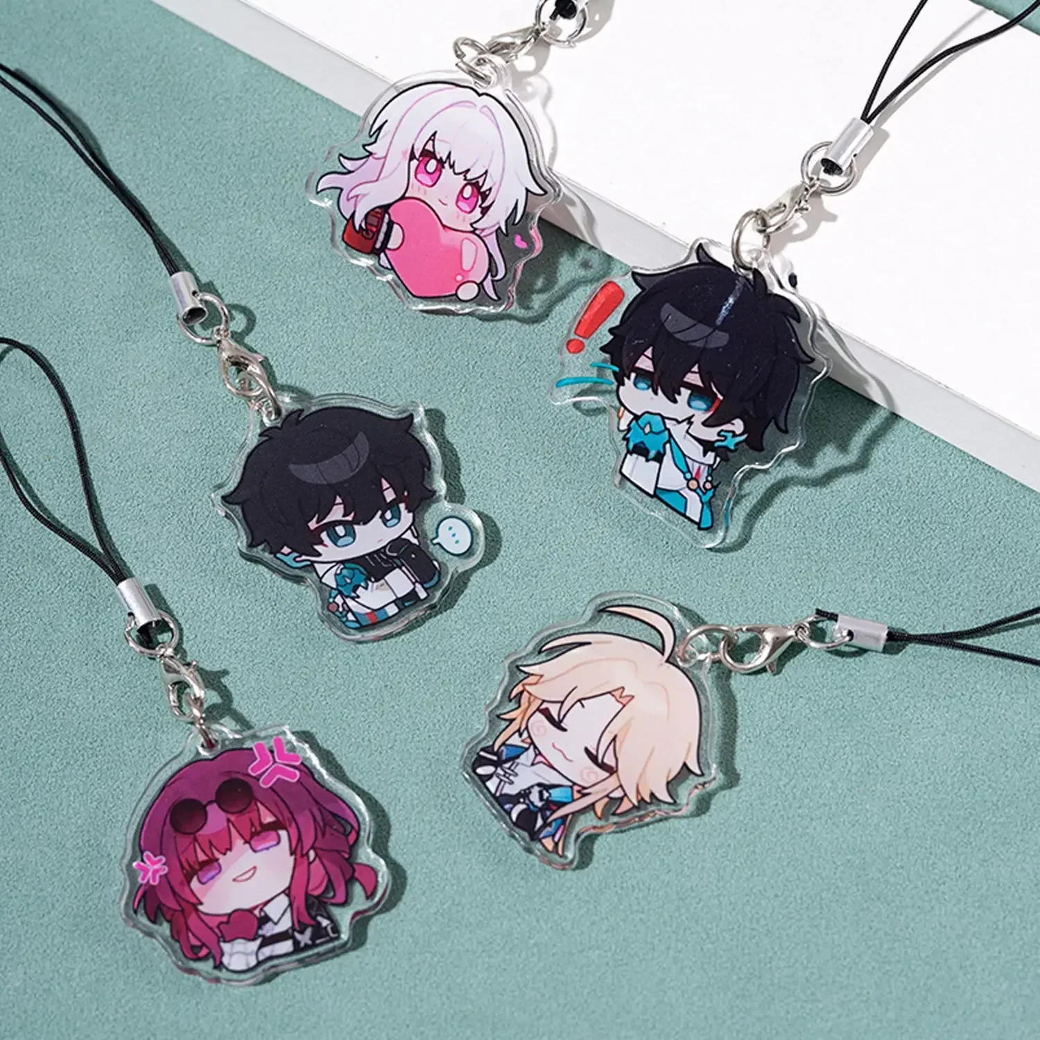 Dan Heng Bailu Yanqing Anime KeyChain Honkai Star Rail Men Key Chain for Women Kawaii print Figure Acrylic Keyring Pendant Gift