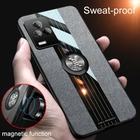 fabric case for vivo iqoo 7 car ring holder acrylic soft silicone luxury canvas shockproof phone cover for vivo iqoo 8 5 pro 3