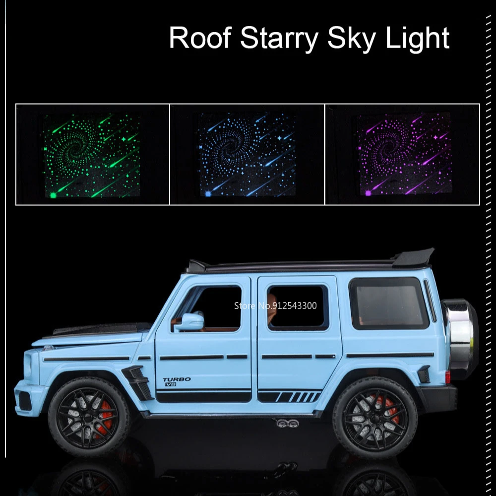 1:24 Масштаб Benz G800 Игрушечная модель автомобиля Металлический литой звук Свет