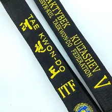 ITF Taekwondo Black Belts Embroidery Width 5cm Mooto Martial Arts Sports Coach Waistband Master Customized Name Korean Engllsh