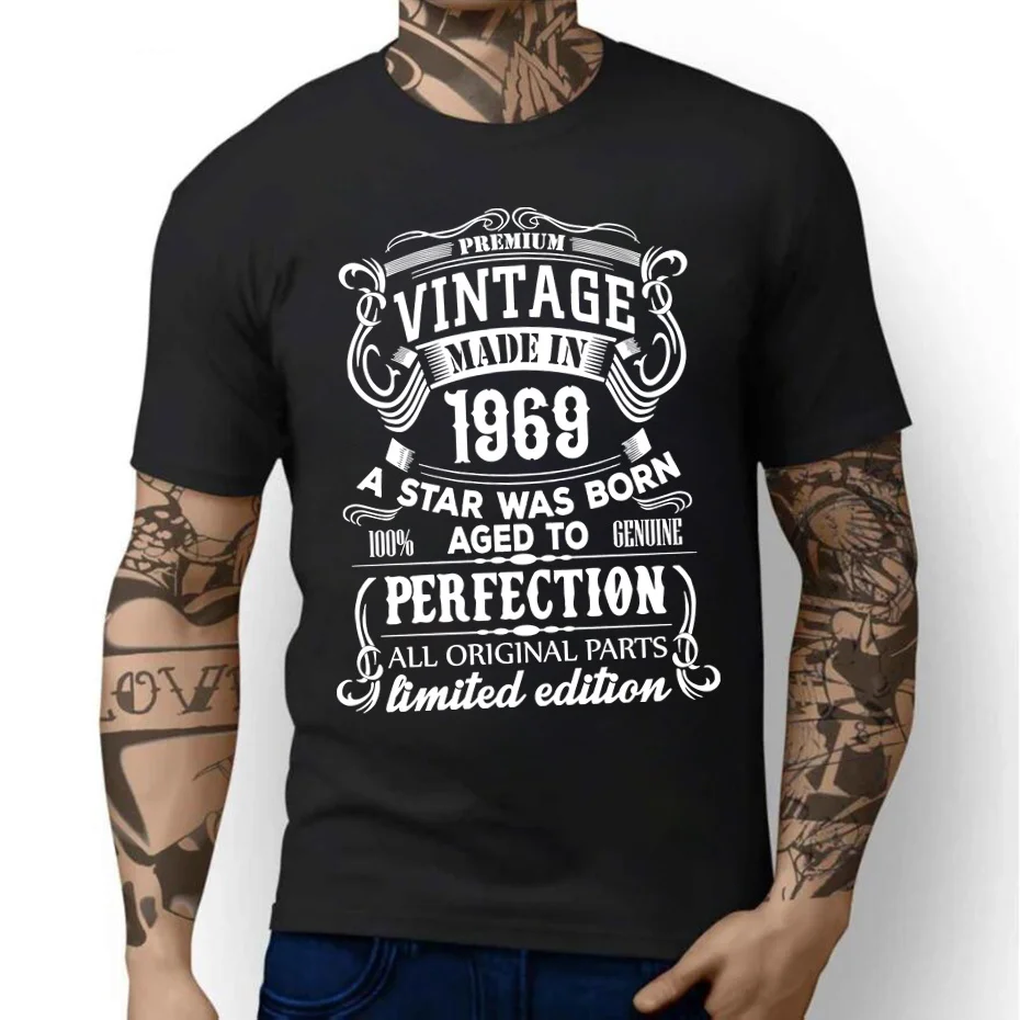 

Vintage Made in 1969 Aged In Perfection Limited Edition T-Shirt Streetwear Birthday Tshirt Born in 1969 T Shirt Cotton Tops Tee
