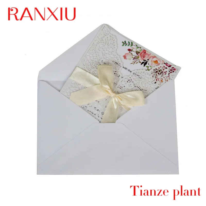 

Custom 50set European greeting card laser hollow high-grade wedding invitation letter Black lace card