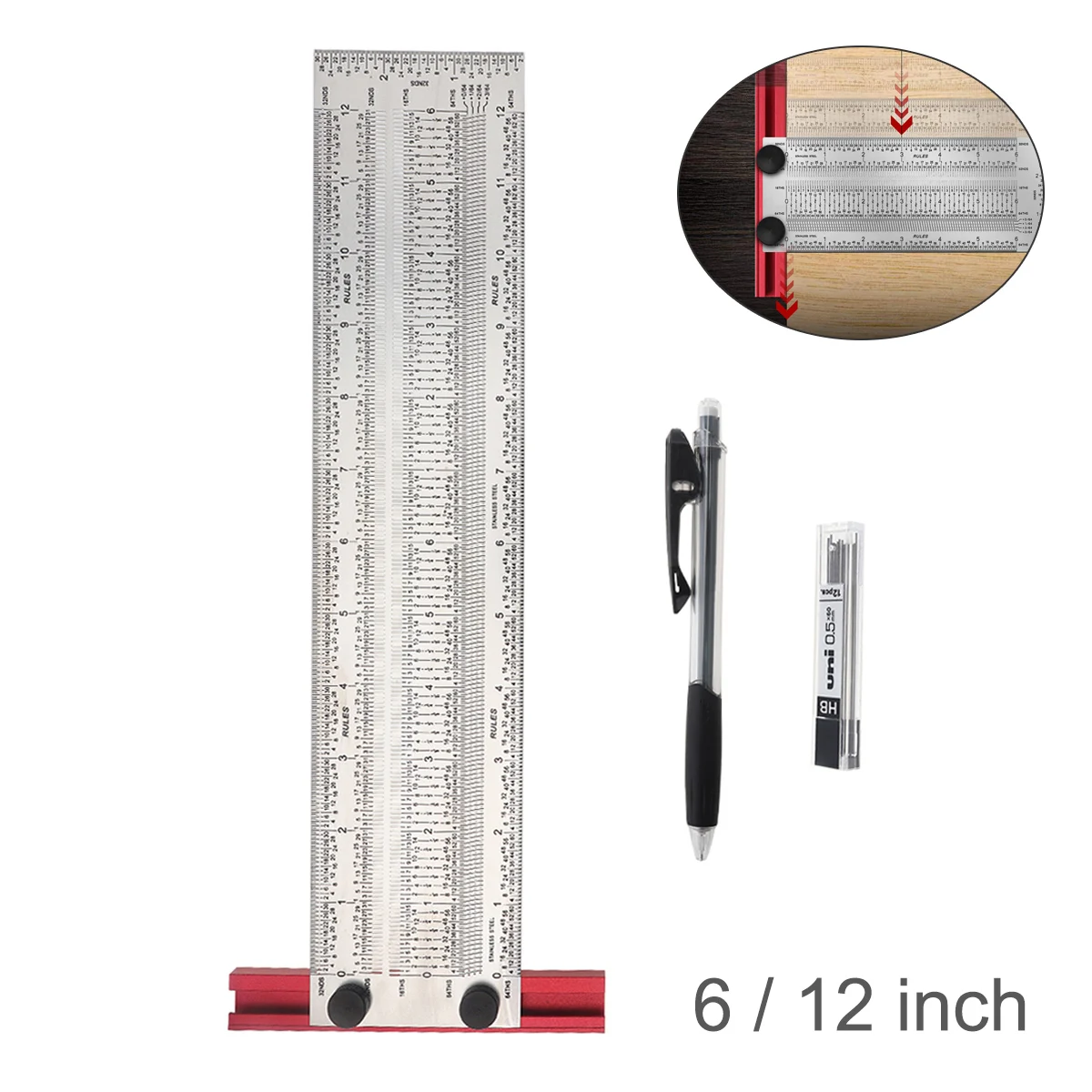 

Line Ruler Precision Marking T Rule Precision Woodworking Tool Stainless Steel Positioning Scribing Gauge with Marking Pen