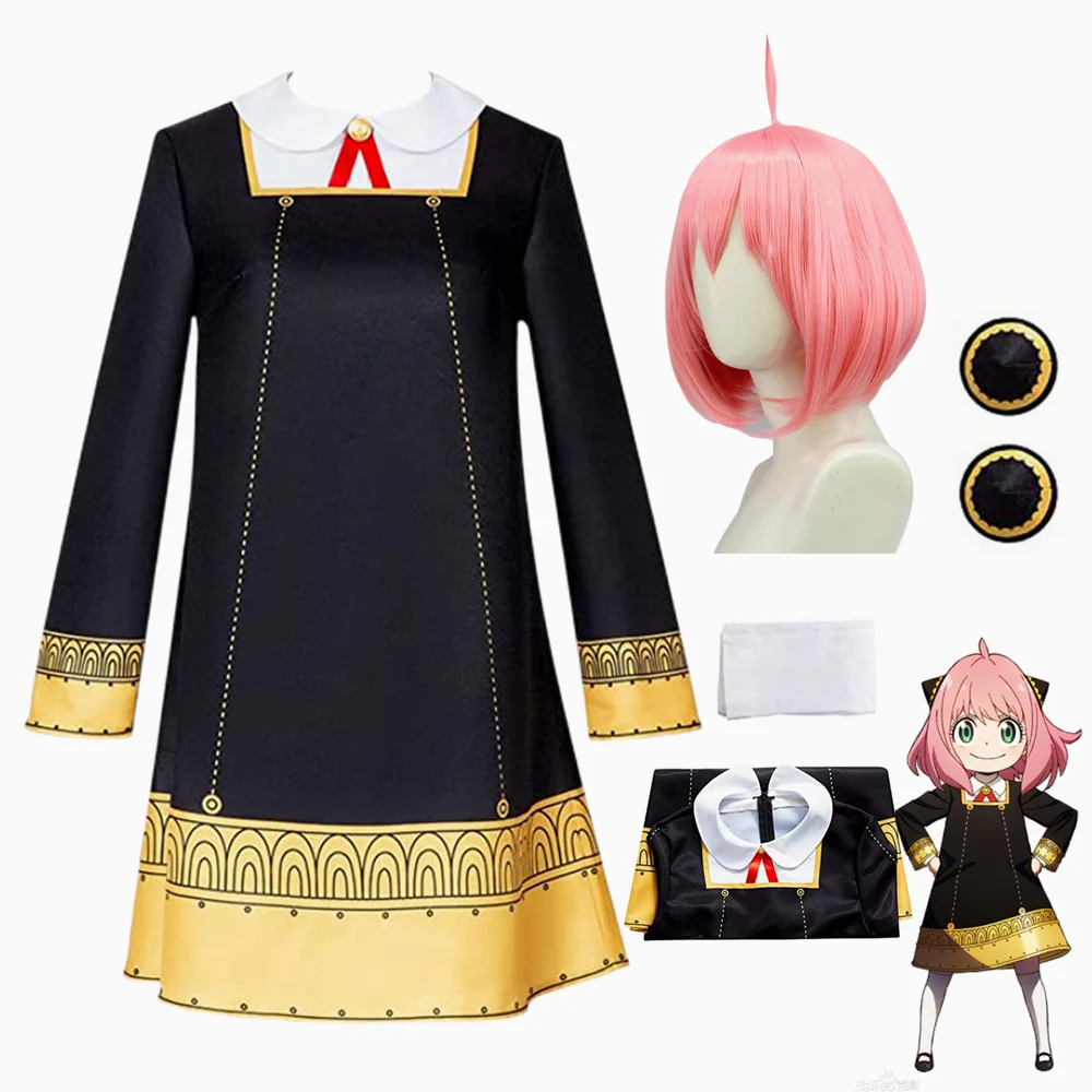 

2022 New Adults Kids Anime SPY X FAMILY Anya Forger Cosplay Costume Black Dress Uniform Halloween SPY FAMILY women girls Clothes