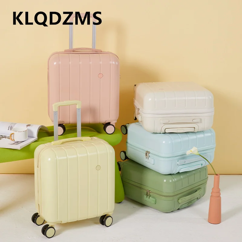 KLQDZMS 18 Inch Women's New Silent Universal Wheel Trolley Suitcase Models Portable Mini Password Box Boarding Roller Luggage