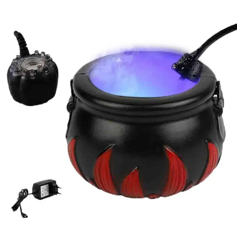 

Halloween Mist Maker Halloween LED Mist Maker Fogger Black Witches Cauldron Indoor Decoration Mini Ultrasonic Fogger Mist