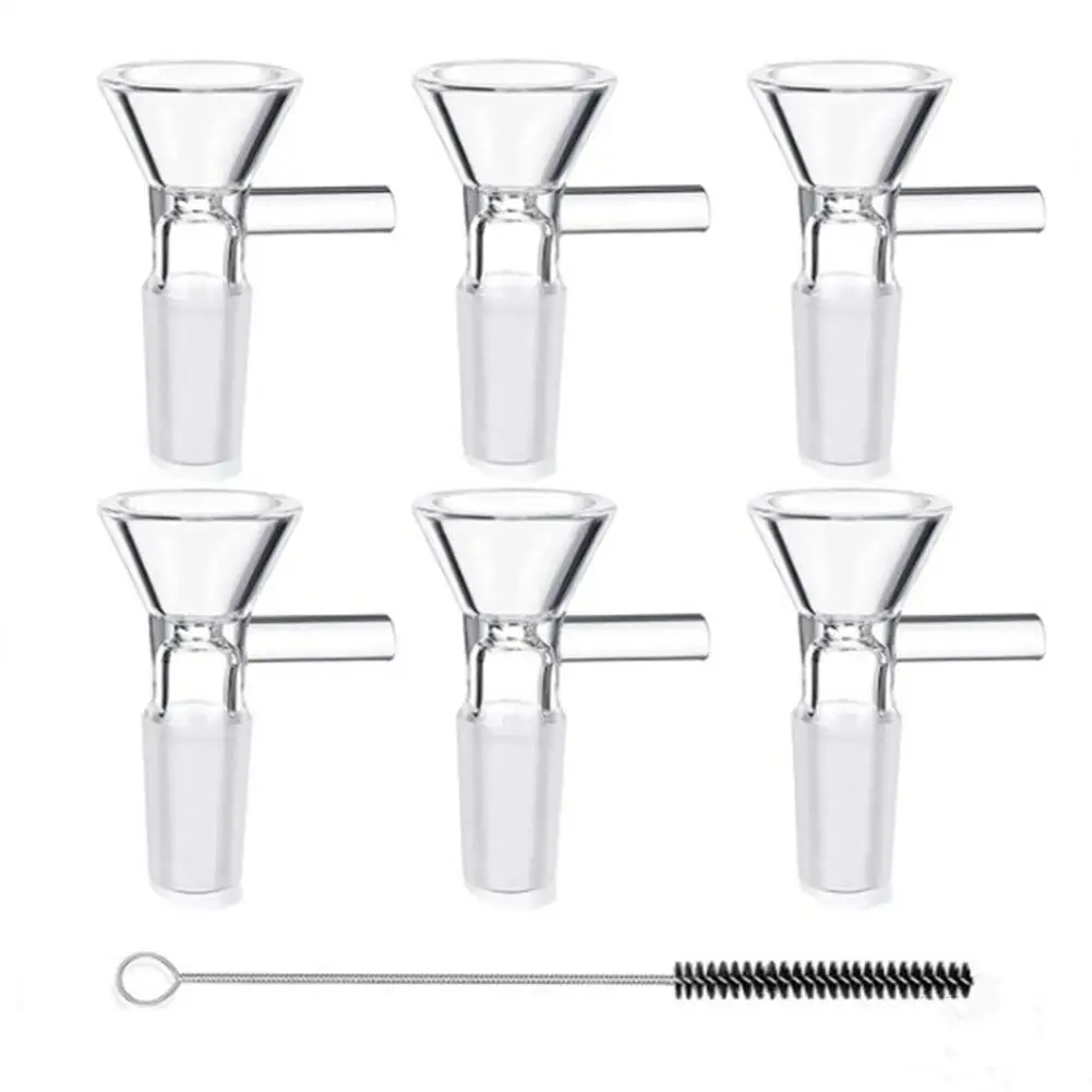 

6pcs 14mm Clear Glass Funnel Kitchen Supplies Accessories With Cleaning Brush For Tea Coffee Juice Wholesale