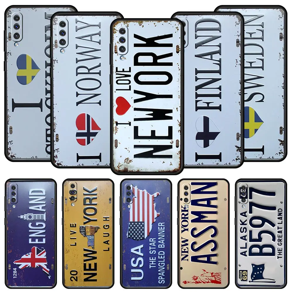 

License Plate Number Car Phone Case For Samsung A12 A14 A32 A50 A70 A20E A20S A10S A22 A40 A34 A54 A42 A52 5G A02S A04s Cover