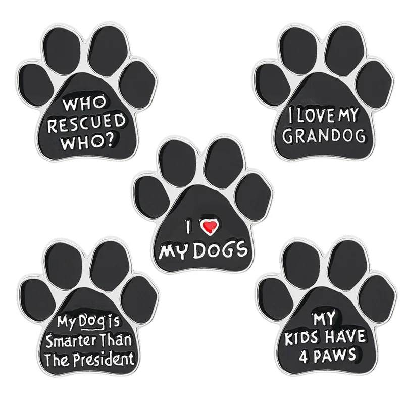 

Creative Dog Paw Prints I Love My Dogs Pins Brooch Lapel Badges Men Women Fashion Jewelry Gifts Adorn Backpack Collar Hat