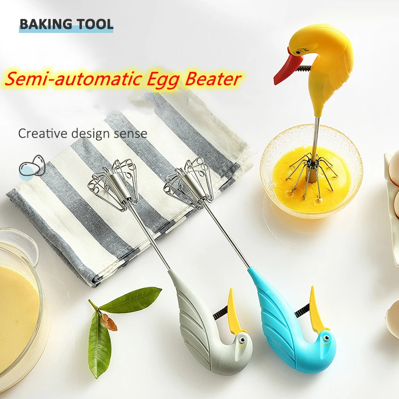 

Semi-automatic Egg Beater 430 Stainless Steel Egg Whisk Manual Hand Mixer Self Turning Egg Stirrer Kitchen Accessories Egg Tools