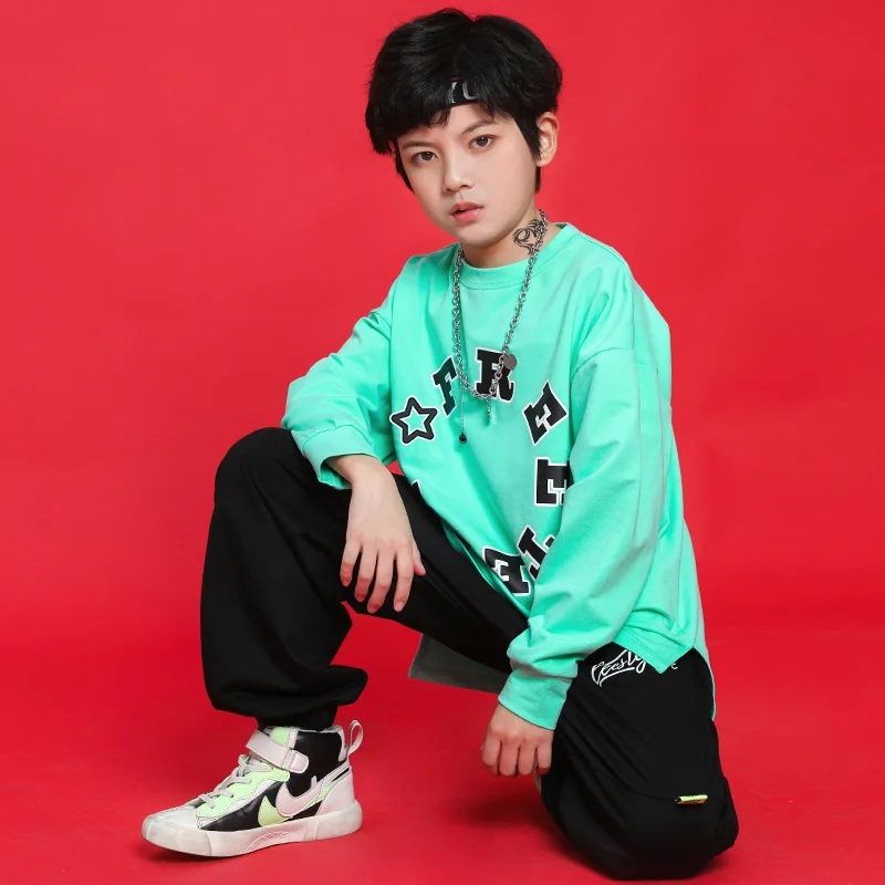 Детские комплекты футболка с длинным рукавом и пупком для девочек танцевальные